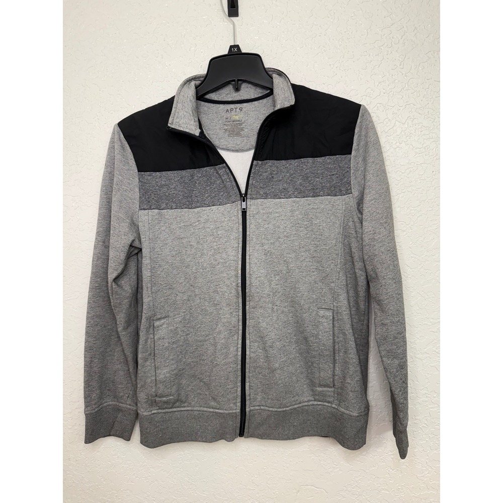 Apt 9 Premier Flex Performance Full Zip Jacket Mens Medium Gray Colorblock Mock